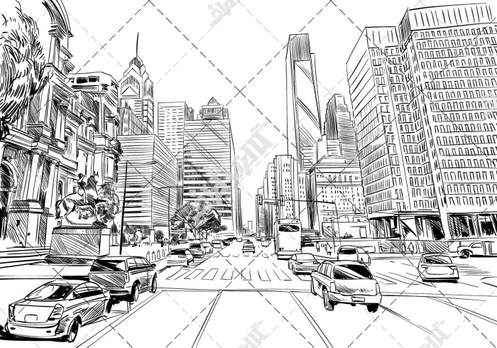 وکتور نقاشی شهر و خیابان های  آمریکا