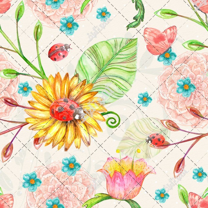 عکس پوستر تزئینی گل و پروانه و کفشدوزک