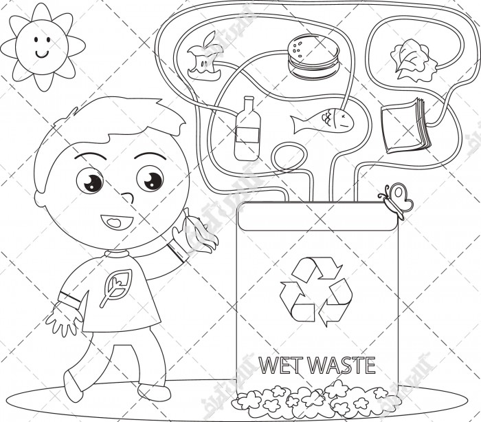 وکتور آموزش بازیافتی  زباله ها به کودکان