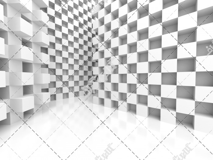 عکس دیوار سه بعدی با مکعب های سفید