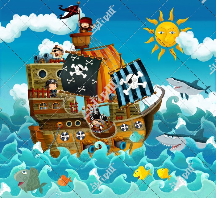 نقاشی سه بعدی کشتی دزدان دریایی