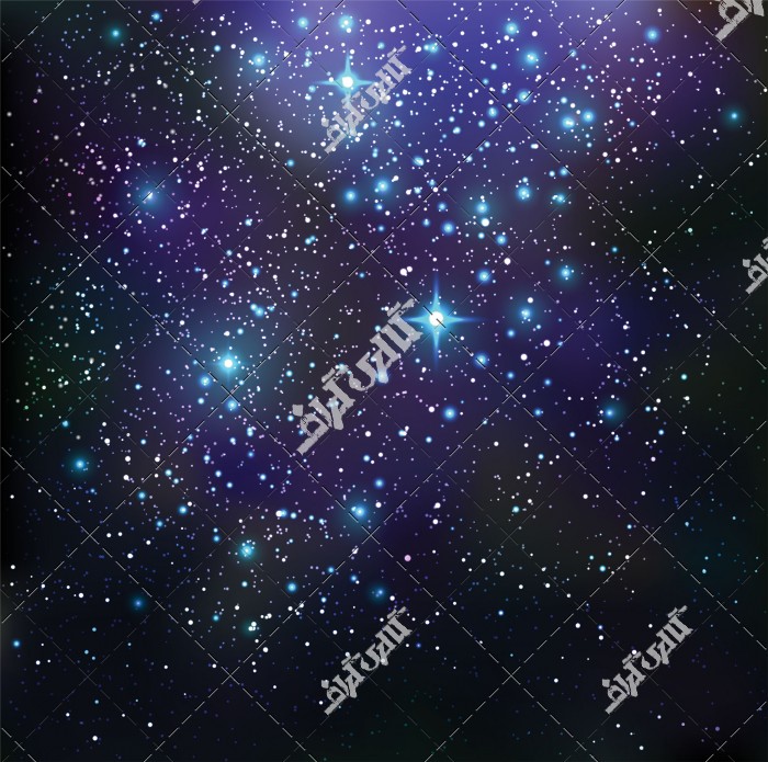 وکتور آسمان شب با ستاره های آبی