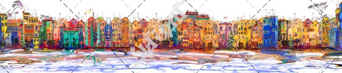 عکس نقاشی  رنگ روغن خانه های شهر