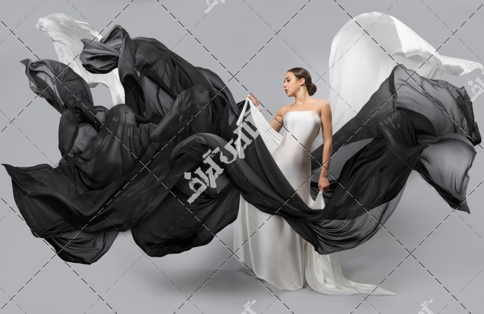 عکس لباس دنباله دار سفید و سیاه