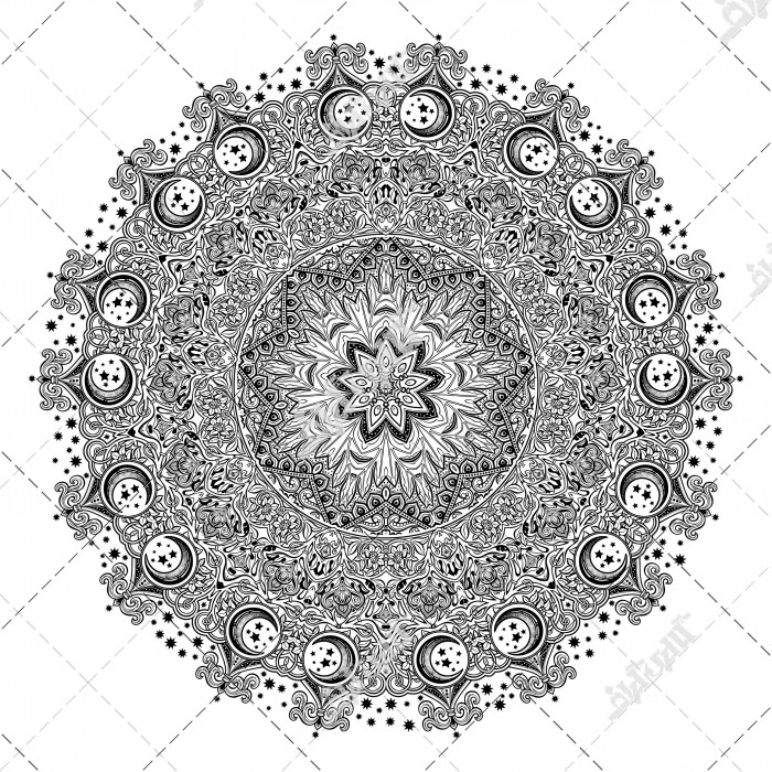 وکتور تاتو ستاره داخل دایره بزرگ تزئین شده