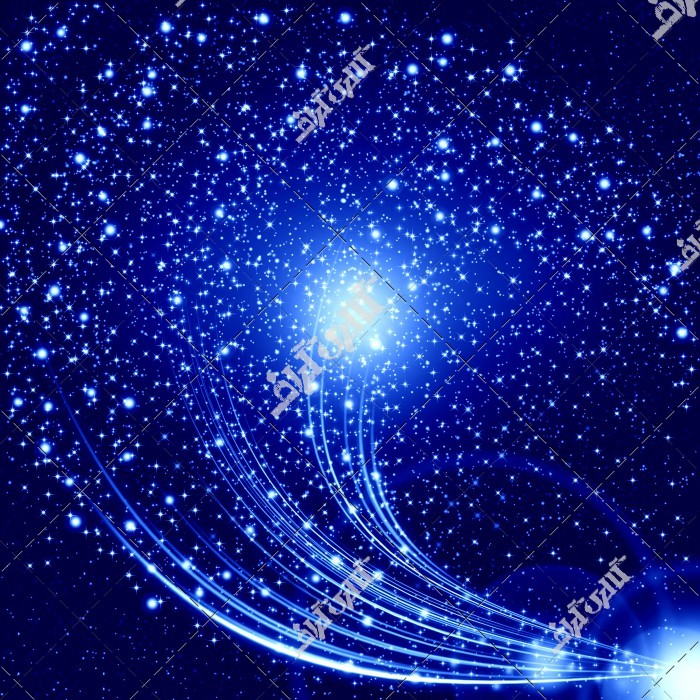 ستاره های نورانی دنباله دار در کهکشان در آسمان آبی