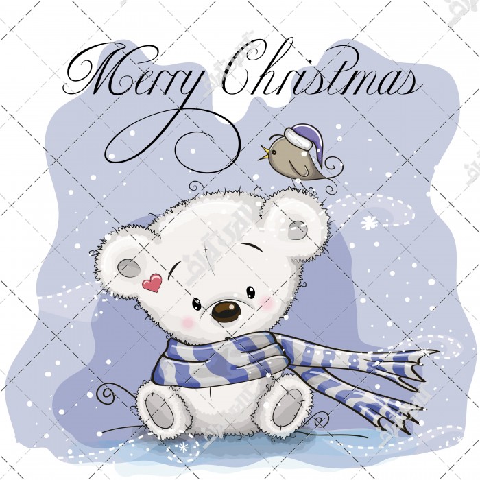 کارت پستال خرس سفید merry christmas