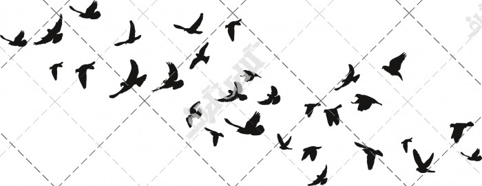 وکتور دسته پرنده های آزاد در حال پرواز