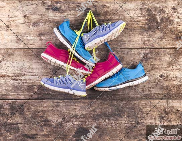 تصویر باکیفیت مجموعه کفش های ورزشی رنگی 1