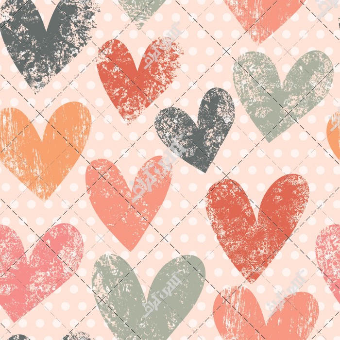وکتور قلب های رنگی در کاغذ کادو عاشقانه