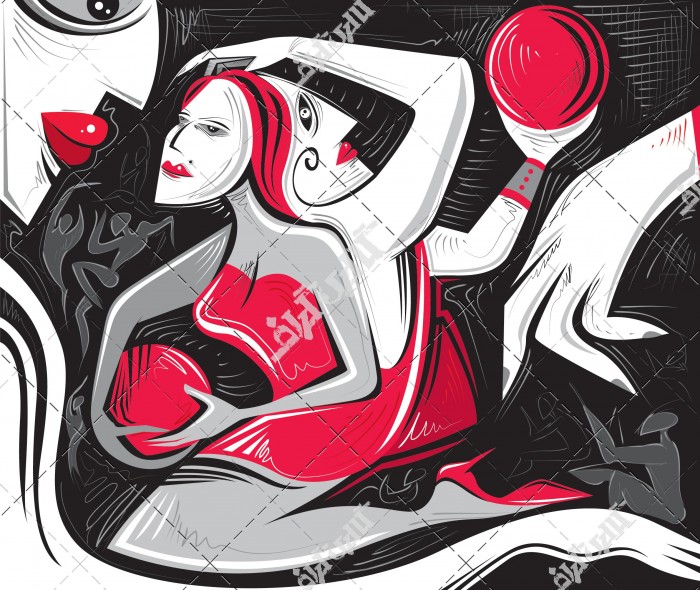 وکتور تابلو نقاشی مفهومی دو زن