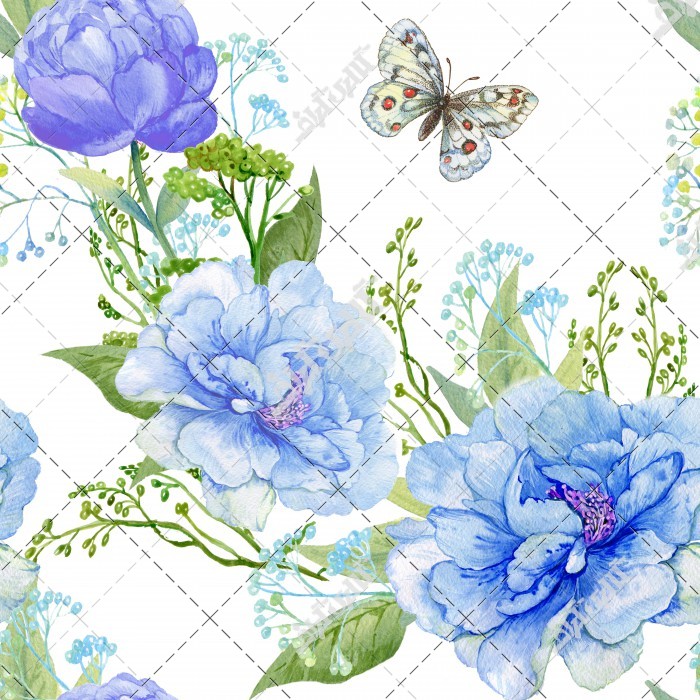 عکس گل های برجسته آبی در پوستر تزئینی