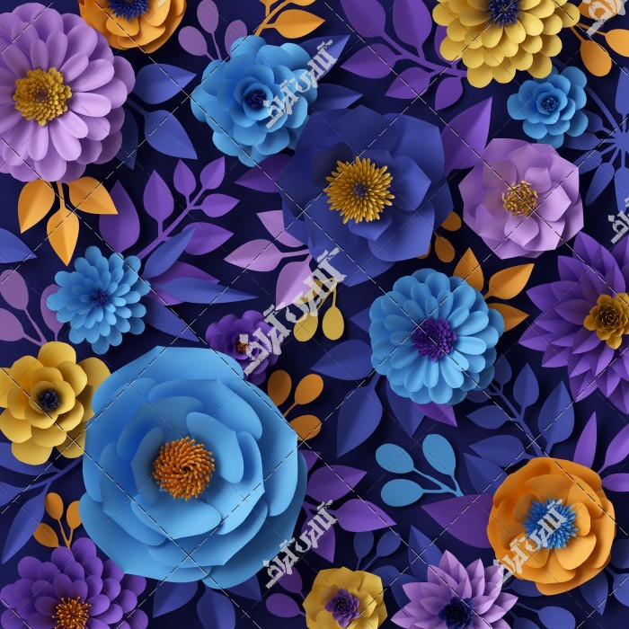 عکس پوستر گل برجسته آبی