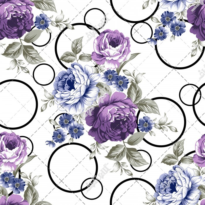 عکس کاغذ دیواری با گل بنفش و آبی