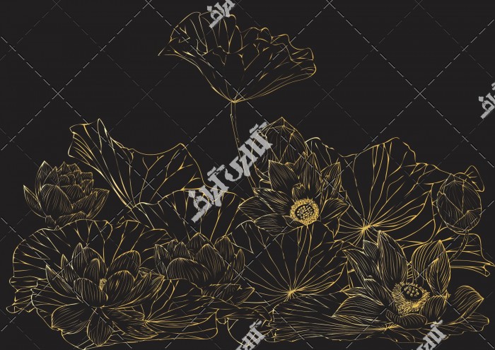 وکتور گل های طلایی در پس زمینه سیاه