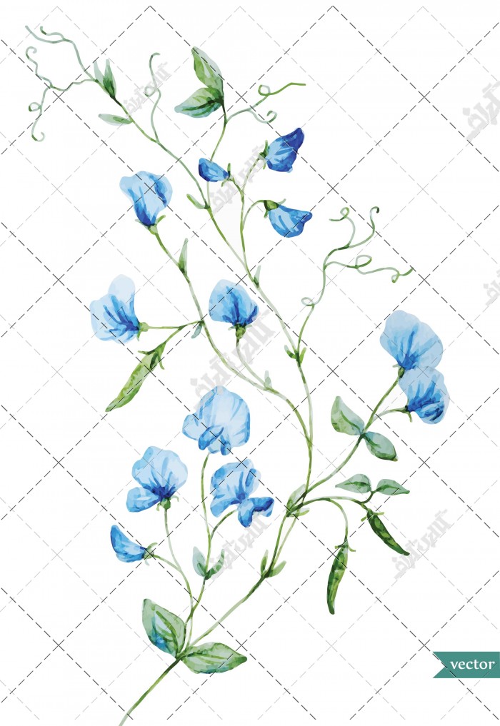 وکتور گل های آبی رویایی