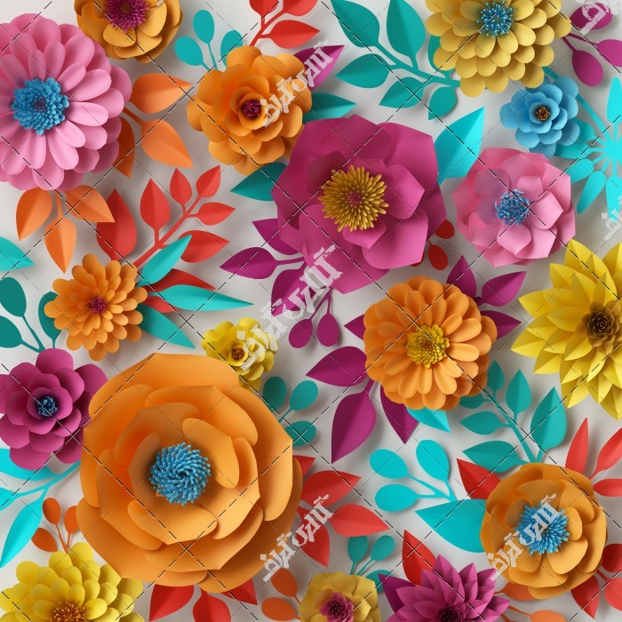 عکس گل های برجسته رنگی دیواری