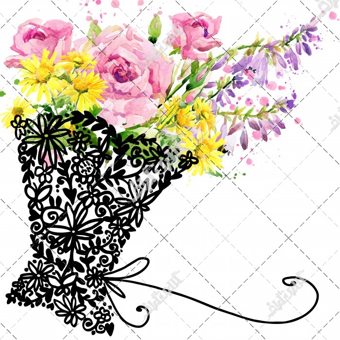 عکس نقاشی گلدان توری گل