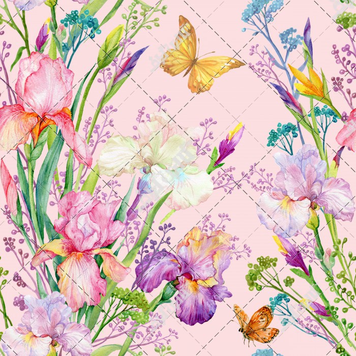 طرح الگو کاغذ دیواری پوستر گلها و پروانه