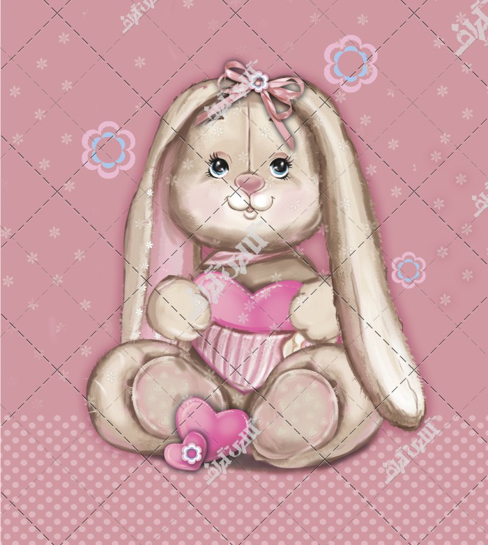 تصویر با کیفت خرگوش مهربان تم صورتی کودکانه