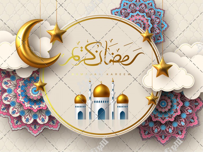 وکتور طراحی منحصر به فرد تبریک ماه مبارک رمضان کریم
