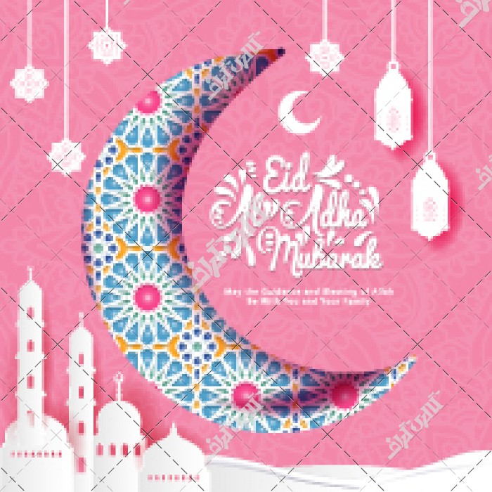 وکتور تبریک عید و هلال ماه رمضان و مسجد
