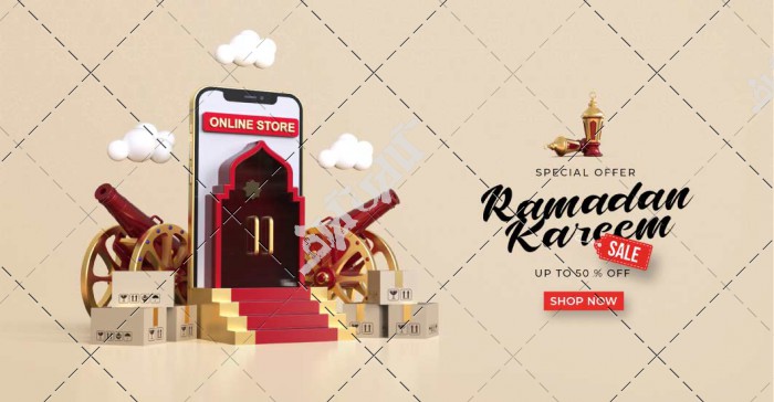 وکتور فروشگاه آنلاین اینترنتی در رمضان