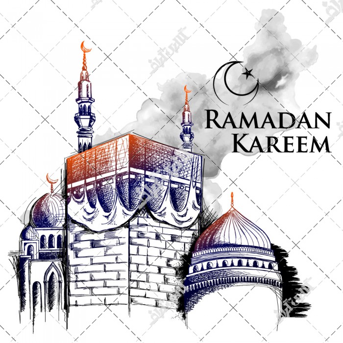 پوستر کعبه مکه هلال ماه رمضان کریم