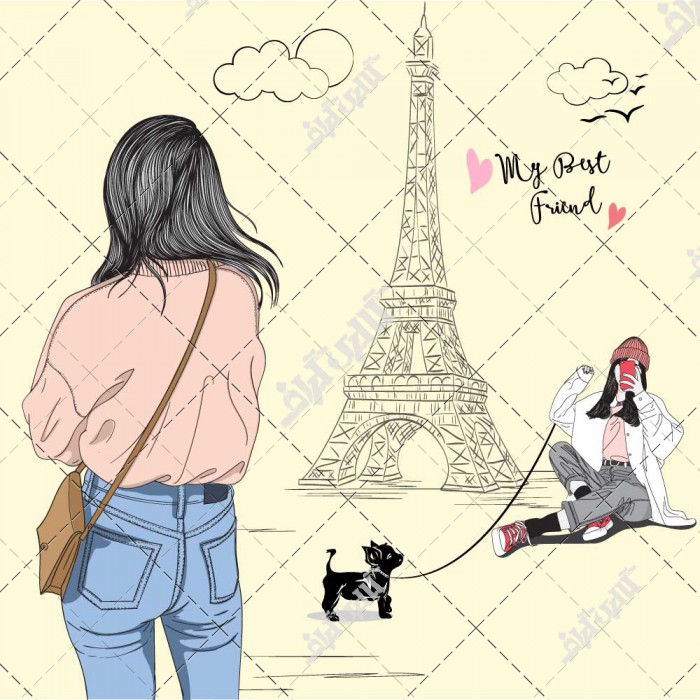 عکس سلفی دختر کنار برج ایفل فرانسه