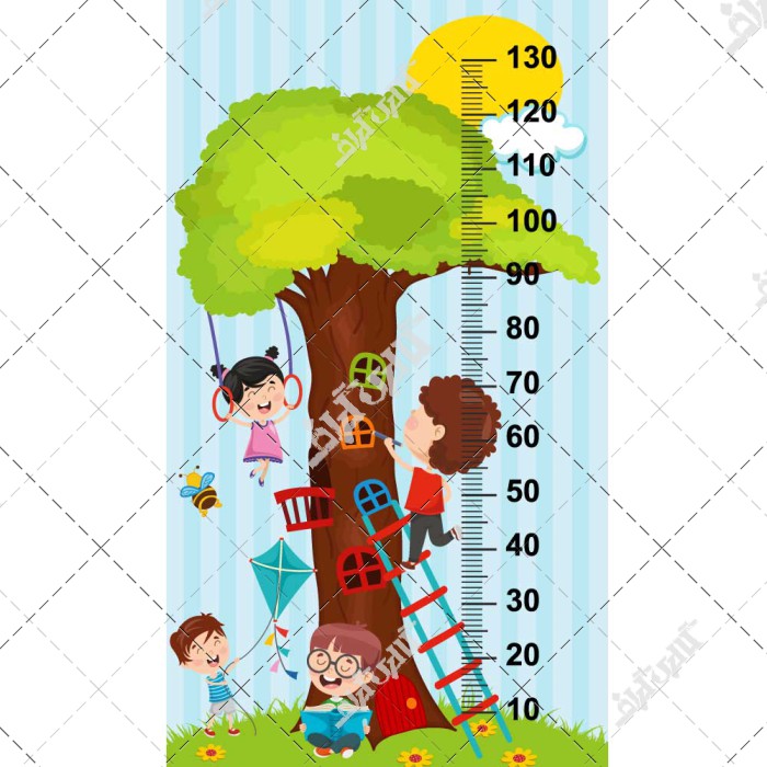 پوستر اندازه گیری قد کودک طرح کودکان درحال بازی