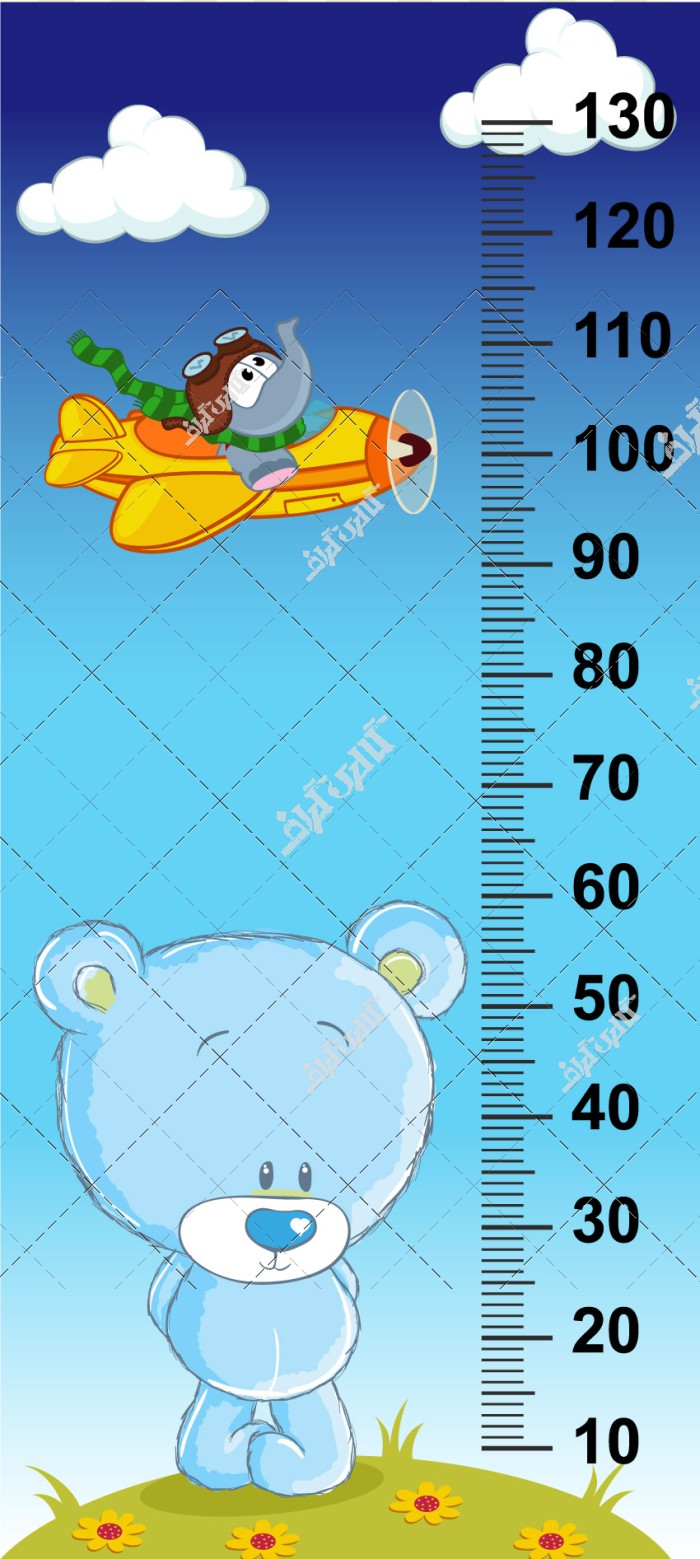 پوستر اندازه گیری قد کودک طرح خرس آبی عروسکی