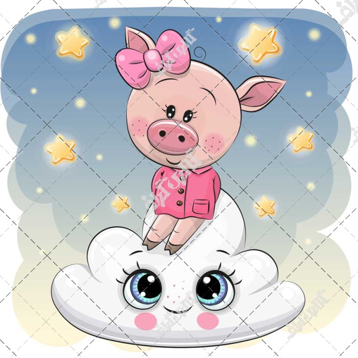 خوک کارتونی دختر پوستر اتاق کودک