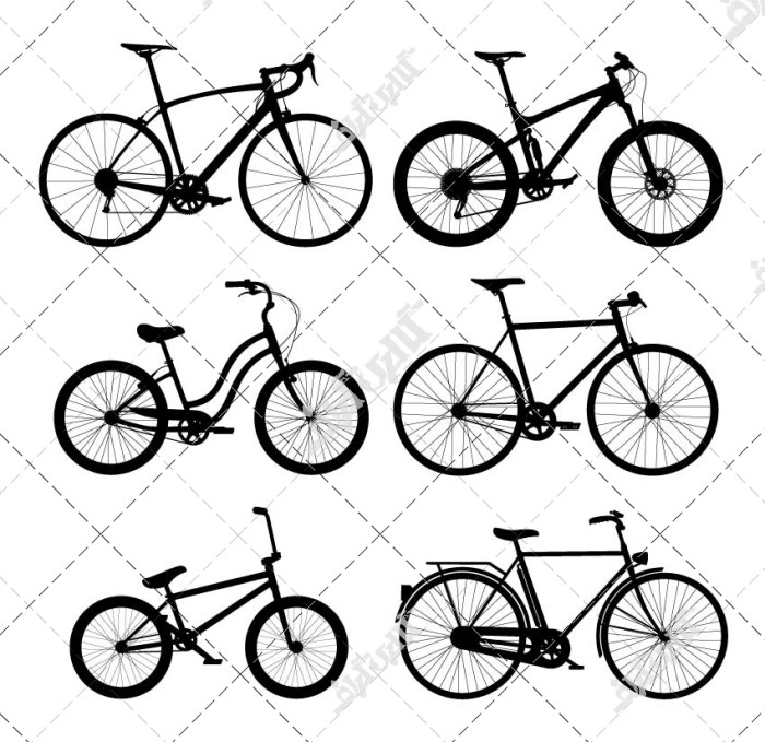 وکتور دوچرخه سیاه و سفید