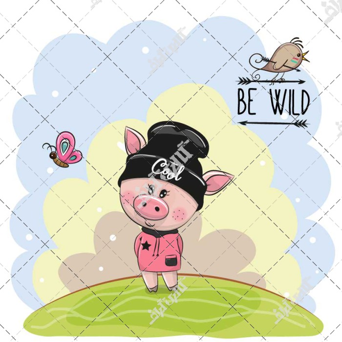 خوک کارتونی بامزه و زیبا پوستر اتاق کودکان
