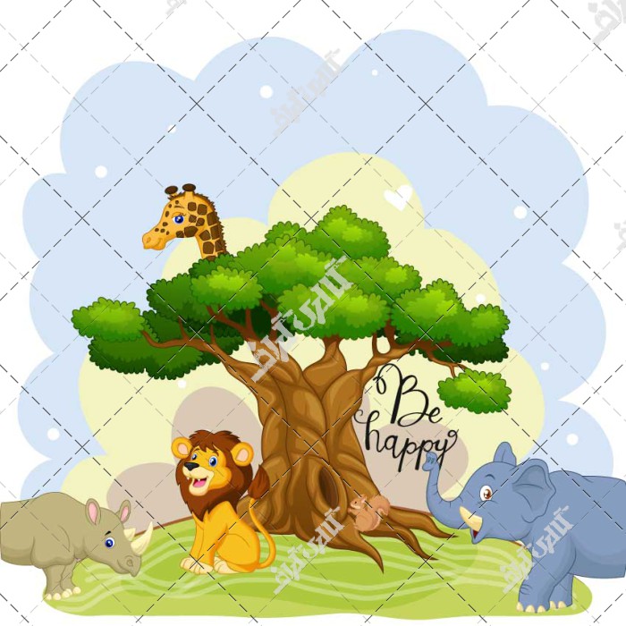 پوستر کودکانه طرح حیوانات جنگل کارتونی