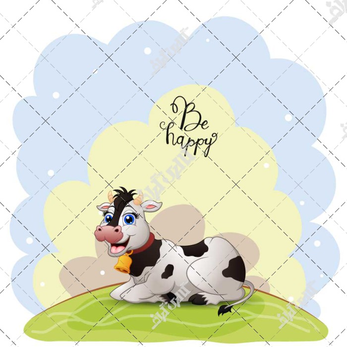 گاو شیرده کارتونی پوستر کودکانه