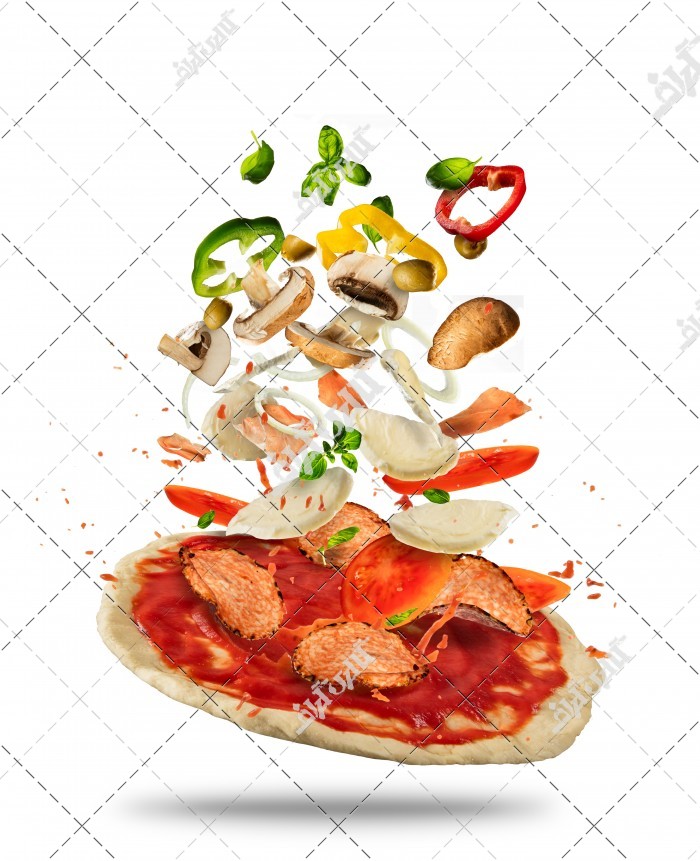 تصویر باکیفیت مواد تشکیل دهنده پیتزا