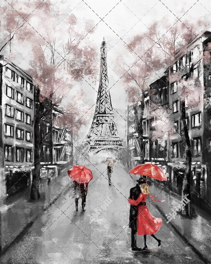 تصویر نقاشی پاریس و برج ایفل