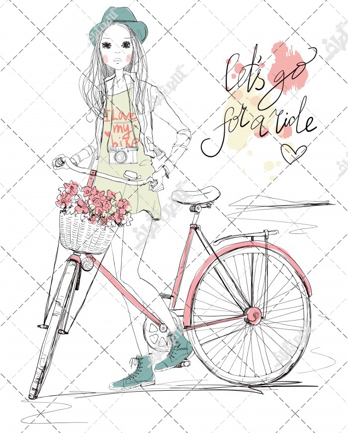 دختری همراه با دوچرخه اش