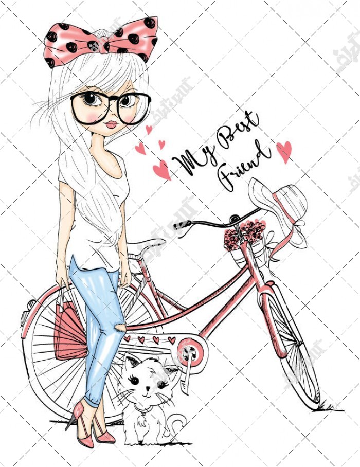 دانلود تصویر استوک با کیفیت دختری روی دوچرخه اش