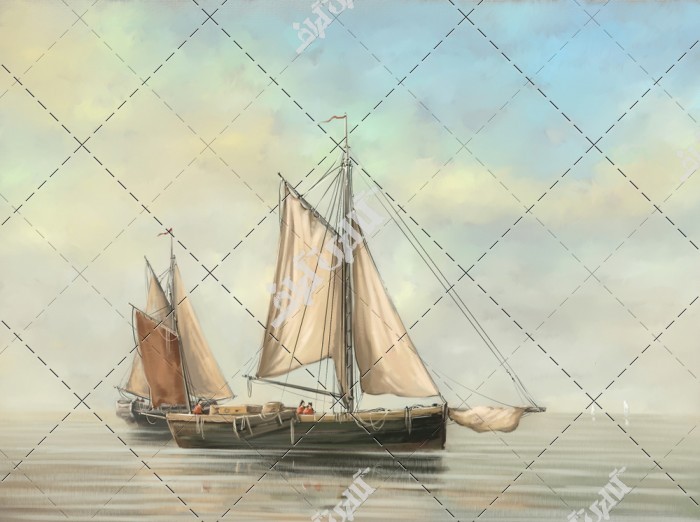 دانلود تصویر استوک با کیفیت نقاشی رنگ روغن قایق