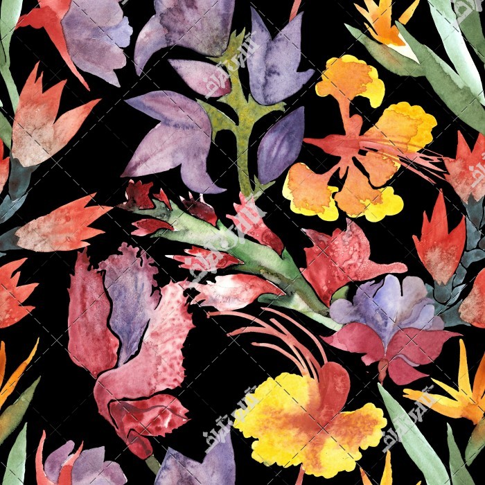 دانلود تصویر استوک با کیفیت الگوی یکپارچه گل آبرنگی