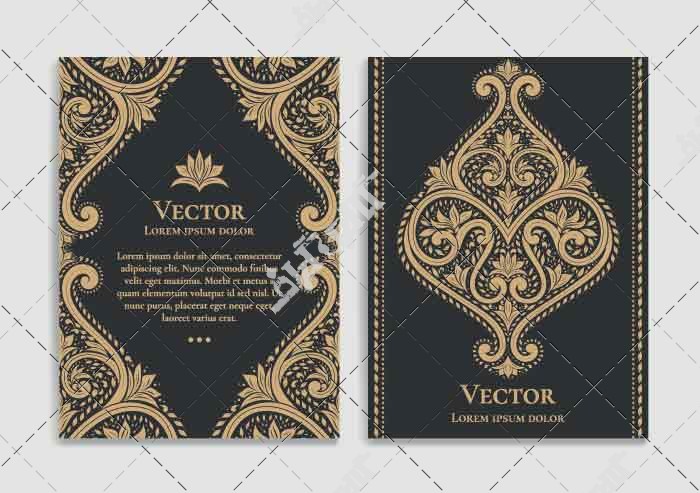 طرح وکتوری کارت پستال طلایی با حاشیه سلطنتی