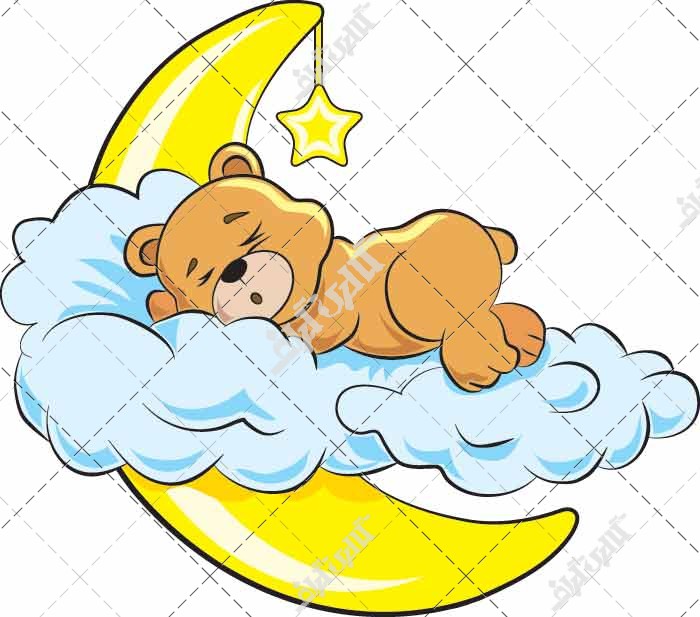 وکتور تصویر خرس کوچولو در حال خوابیدن روی ماه