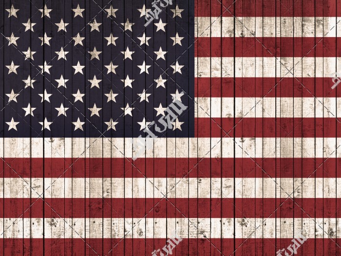 تصویر باکیفیت پرچم آمریکا بر روی چوب