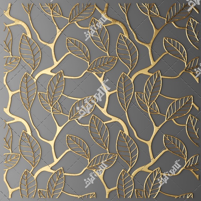 دانلود تصویر با کیفیت طرح برگ های طلایی روی پس زمینه خاکستری