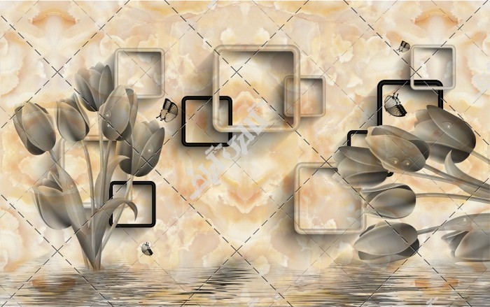 دانلود تصویر با کیفیت پوستر سه بعدی گل های لاله