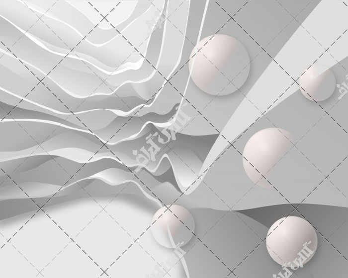 دانلود تصویر با کیفیت پوستر سه بعدی با طرح موج دار و توپ های سفید
