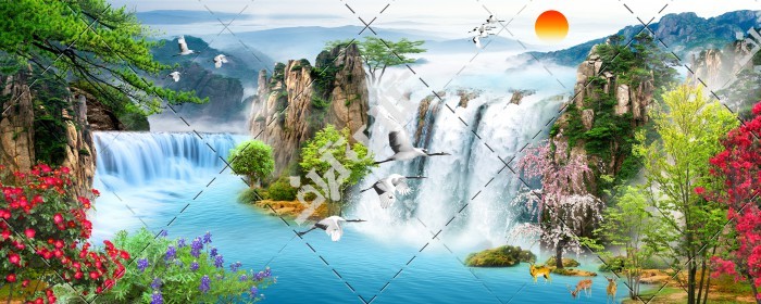 دانلود تصویر با کیفیت پوستر سه بعدی با طرح آبشار های بزرگ