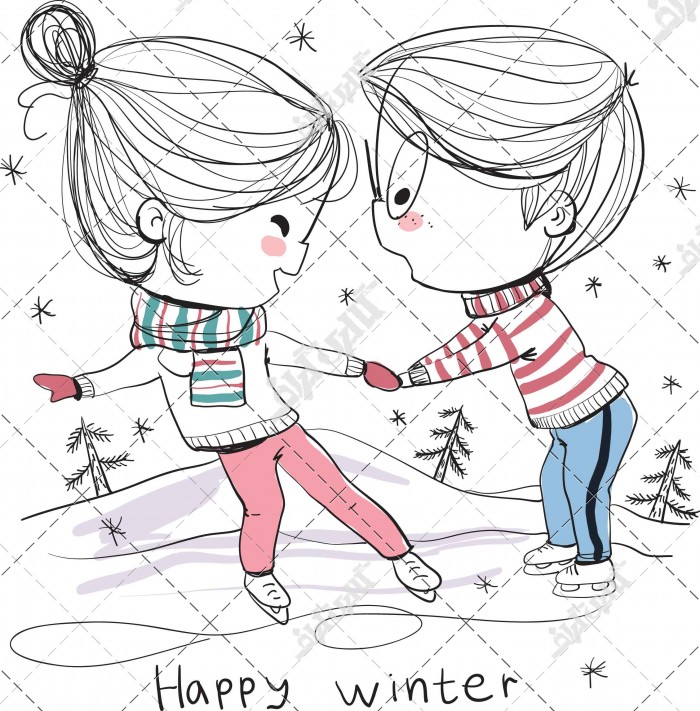 دانلود وکتور نقاشی برف بازی های عاشقانه
